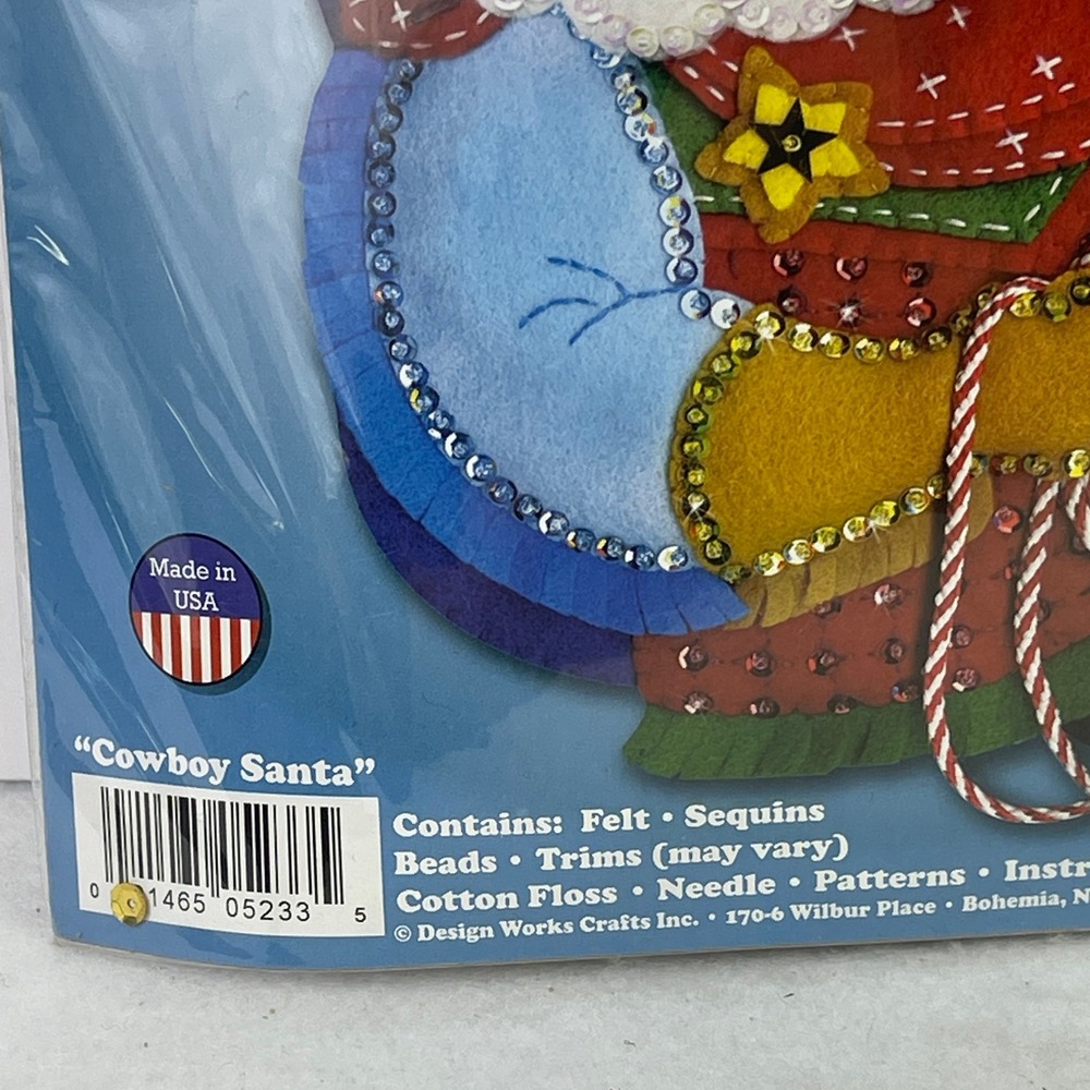 Design Works Cowboy Santa Felt Stocking Kit 5233 Western Christmas DIY 18 Inch - Picture 4 of 5